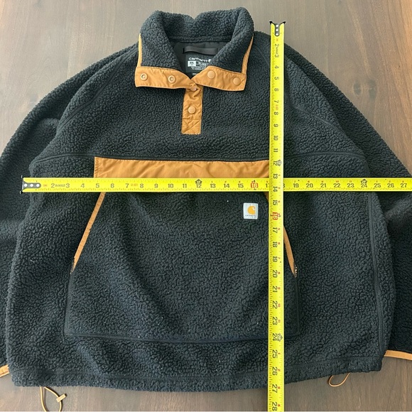 Carhartt Black Sherpa Hoodie with Brown Exterior - Picture 8 of 11